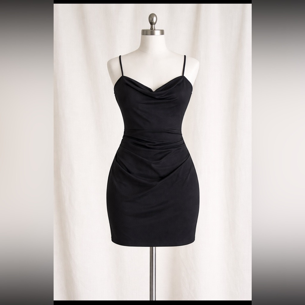 Windsor Black Cowl Neck Mini Slip Dress